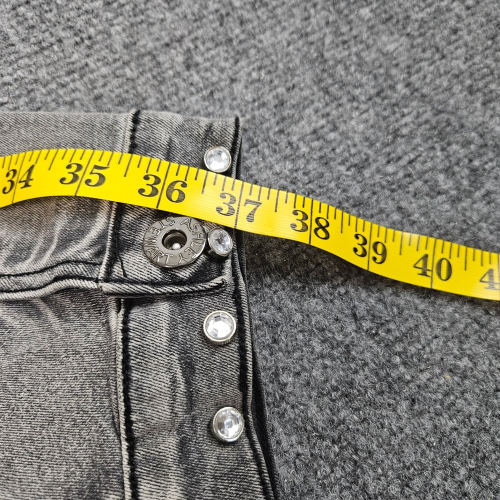 Ashley Stewart Custom Graphic‎ Denim Jacket 26/28 Studded Cropped Statement Love - Picture 8 of 8